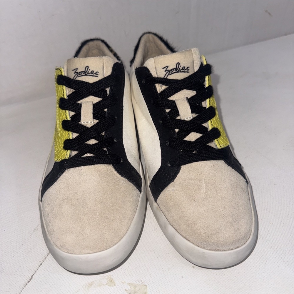 Zodiac Faye Retro Leather Yellow White Streetwear Fur Low Top Shoes Sneakers 7.5 - Picture 2 of 10